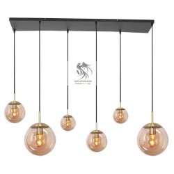 6'lı Bal Renkli Cam Sarkıt Avize