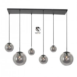 6'lı Füme Renkli Cam Sarkıt Avize