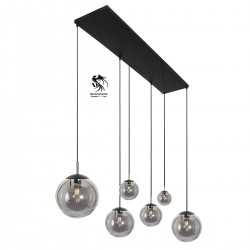 6'lı Füme Renkli Cam Sarkıt Avize