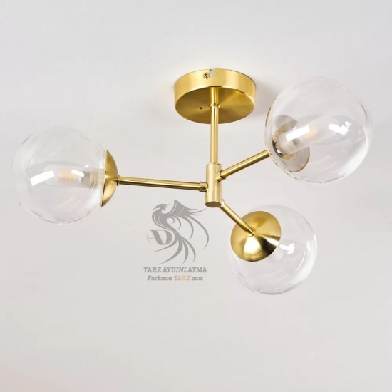 3lü Cam Sarkıt Avize Açık Eskitme