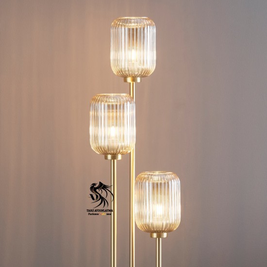 İris 3'lü Bal Renkli Cam Lambader İris 3'lü Bal Renkli Cam Lambader