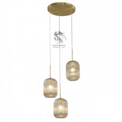 İris 3lü Bal Renkli Cam Sarkıt Avize