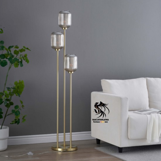 İris 3'lü Füme Renkli Cam Lambader