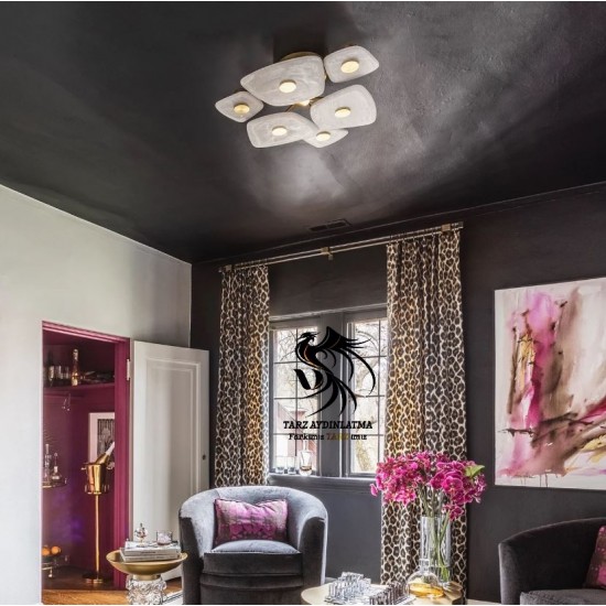 Mermer Çiçek Plafonyer Avize