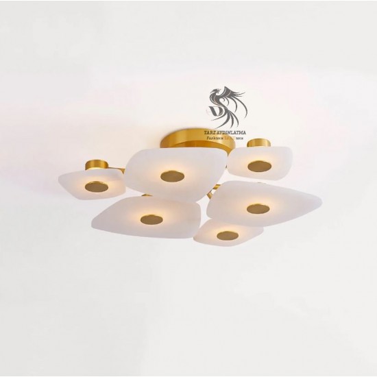 Mermer Çiçek Plafonyer Avize