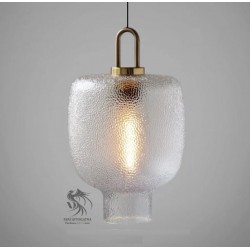 Nervürlü Buzlu Şeffaf Cam Sarkıt Avize 3