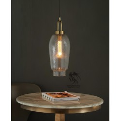 Nervürlü Buzlu Şeffaf Cam Sarkıt Avize 2