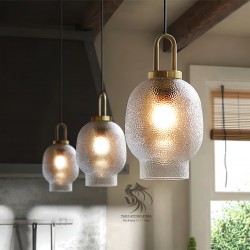 Nervürlü Buzlu Şeffaf Cam Sarkıt Avize