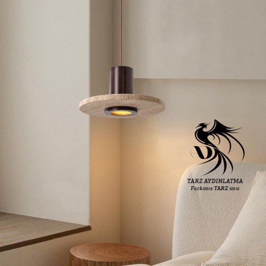 Traverten Disk Spotlu Sarkıt Avize Traverten Disk Spotlu Sarkıt Avize