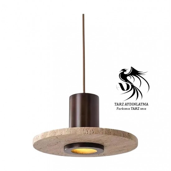 Traverten Disk Spotlu Sarkıt Avize Traverten Disk Spotlu Sarkıt Avize