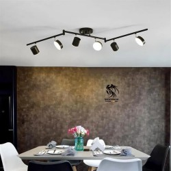 Led Spotlu Kollu Siyah Plafonyer Avize