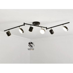 Led Spotlu Kollu Siyah Plafonyer Avize